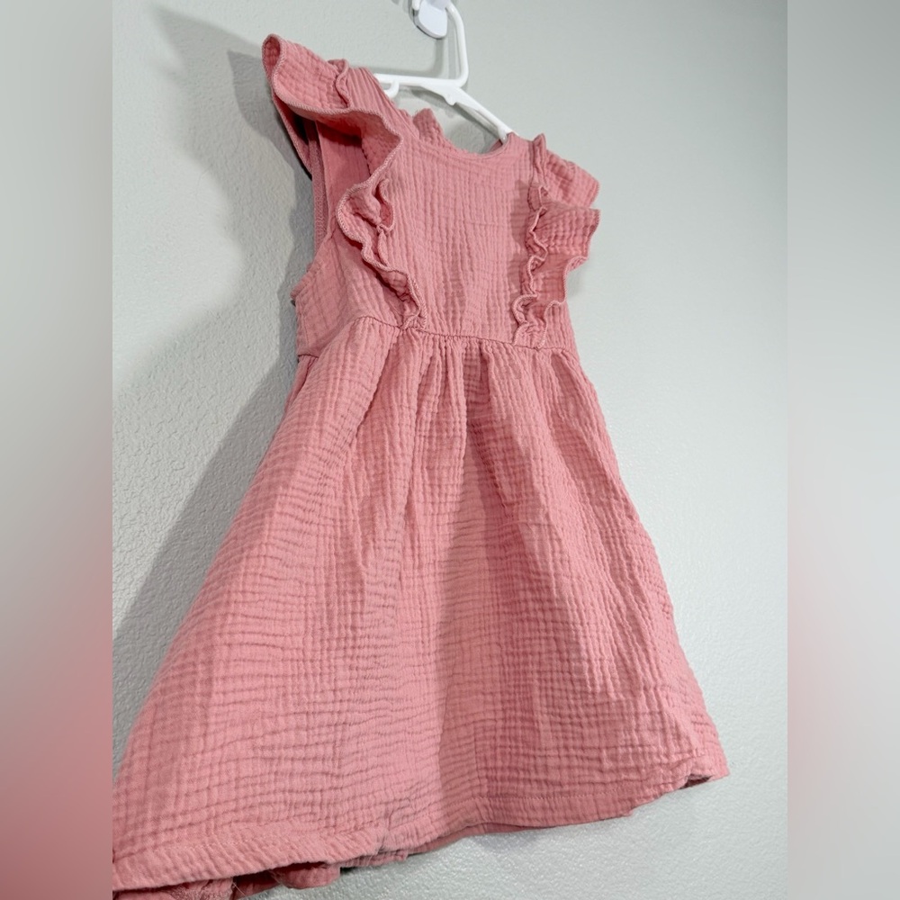 SHEIN Dress Ruffle Sleeveless Button Back Lightweight Blush Pink Kid Girl 5T - Picture 2 of 7